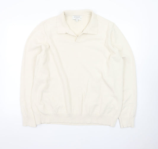 Marks and Spencer Men’s Ivory Collared Cotton Jumper 2XL