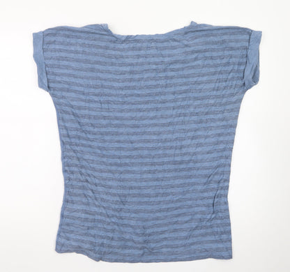 Wrangler Women Blue Striped Basic T-Shirt XL Casual Soft Top