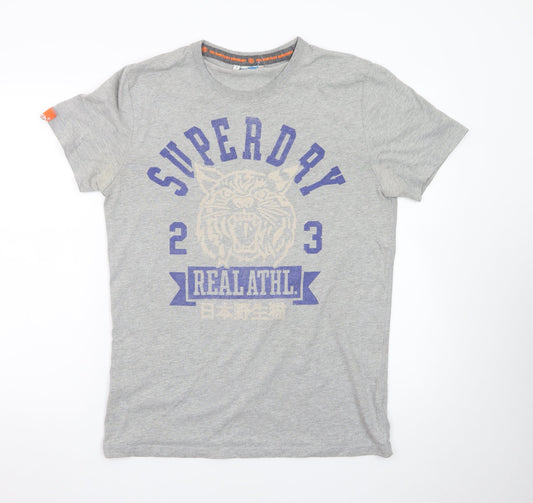 Superdry Men's Grey Graphic Print Crew Neck T-Shirt Size L