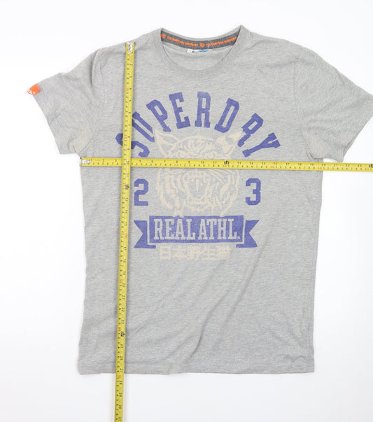 Superdry Men's Grey Graphic Print Crew Neck T-Shirt Size L