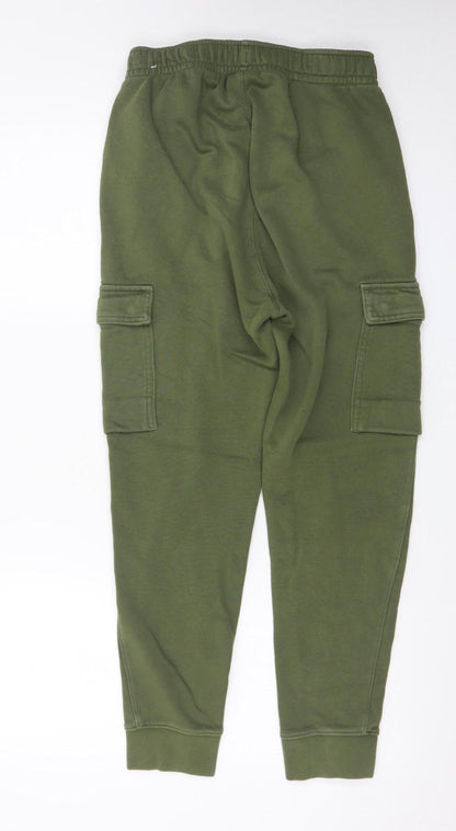 Nike Men's Green Cargo Jogger Trousers XS Fleece Lined