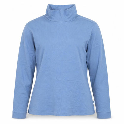Jack Murphy Women Blue Roll Neck Long Sleeve Cotton Top Size 18