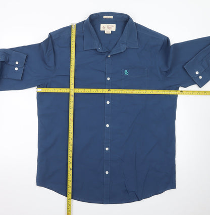Original Penguin by Munsingwear Men's Blue Heritage Slim Fit Dress Shirt XL
