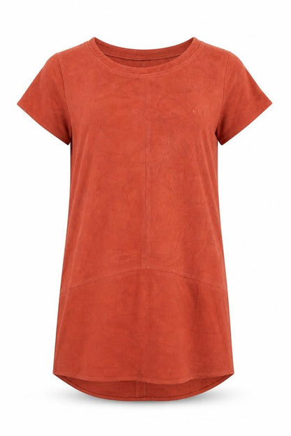 MINKPINK Women’s Brown Short Sleeve Suede T-Shirt Dress Size M