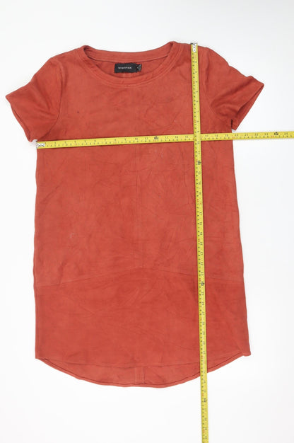 MINKPINK Women’s Brown Short Sleeve Suede T-Shirt Dress Size M