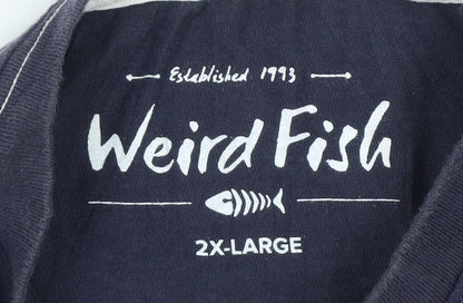 Weird Fish Men's Blue Long Sleeve Cotton Graphic T-Shirt 2XL