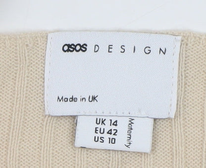 ASOS DESIGN Women’s Beige Knit Ribbed Maternity Tank Top Size 14