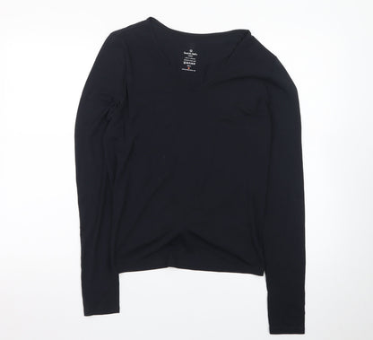 Sweaty Betty Womens Black V-Neck Long Sleeve Stretch Top Size M