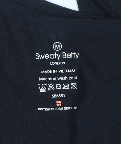 Sweaty Betty Womens Black V-Neck Long Sleeve Stretch Top Size M
