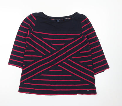 Tommy Hilfiger Women Navy & Pink Striped 3/4 Sleeve Top Size M