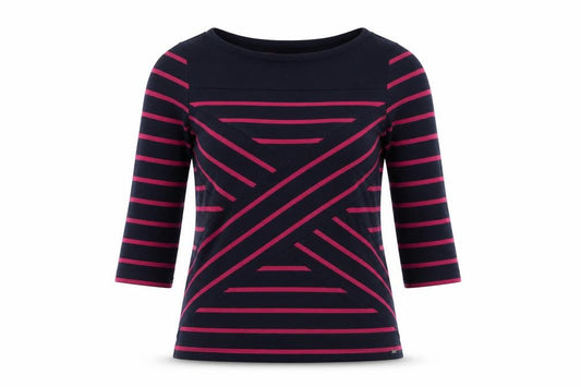 Tommy Hilfiger Women Navy & Pink Striped 3/4 Sleeve Top Size M