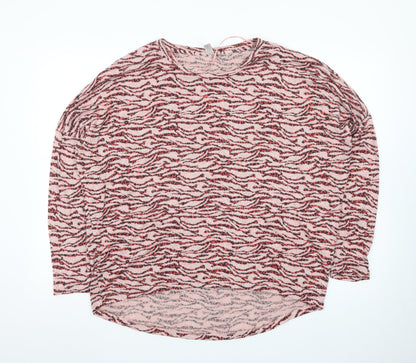 Soyaconcept Women’s Pink Animal Print Long Sleeve Jersey Blouse L
