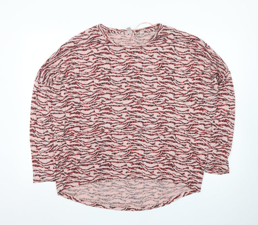 Soyaconcept Women’s Pink Animal Print Long Sleeve Jersey Blouse L