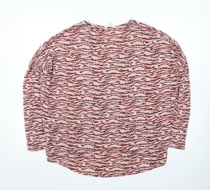 Soyaconcept Women’s Pink Animal Print Long Sleeve Jersey Blouse L