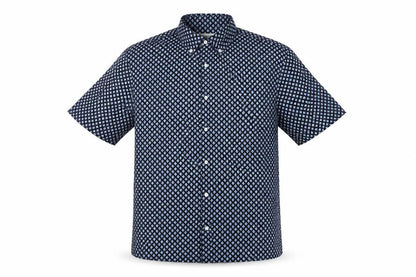 Marks & Spencer Men's Blue Geometric Short Sleeve 2XL Dress Shirt