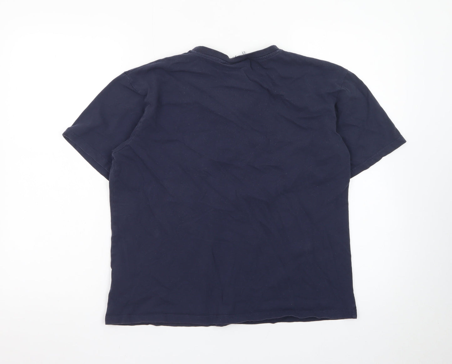 TOG24 Men’s Blue Henley Short Sleeve Cotton T-Shirt M Regular Fit