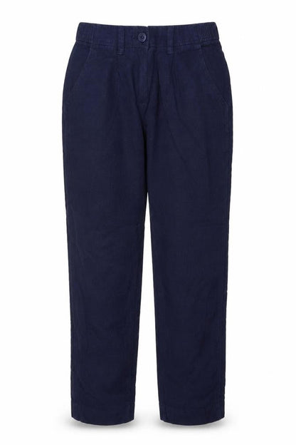 Next Women Navy Linen Blend Tapered Trousers Size 8R