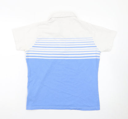 EWM Womens Blue White Striped Polo Shirt Size 14-16 Classic Fit