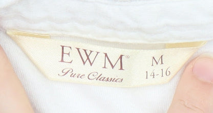 EWM Womens Blue White Striped Polo Shirt Size 14-16 Classic Fit