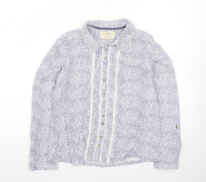 Beacon Cove Women's White Polka Dot Cotton Blouse Size 10