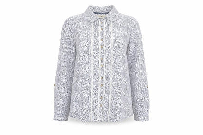 Beacon Cove Women's White Polka Dot Cotton Blouse Size 10