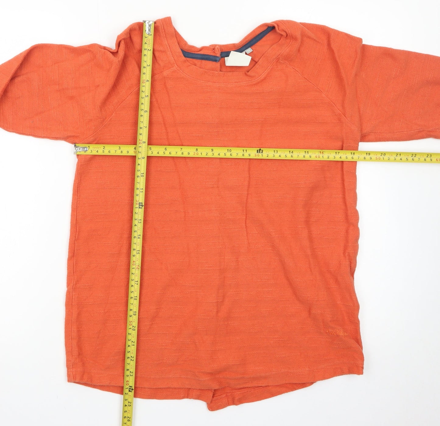 Weird Fish Women’s Orange Button-Up Long Sleeve Cotton Top Size 12