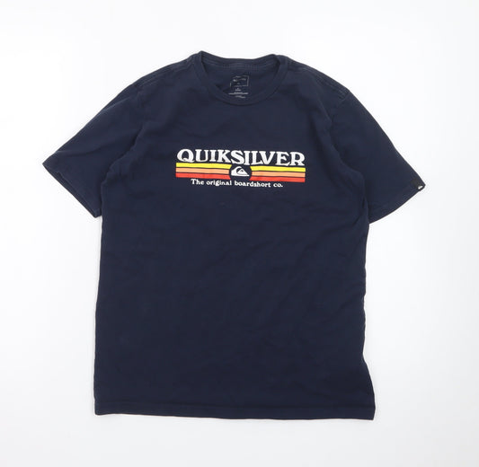 Quiksilver Men's Navy Blue Regular Fit Cotton T-Shirt Size L
