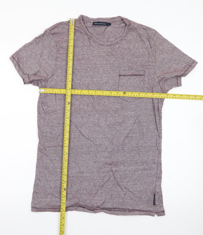 French Connection Men's Purple Marl Crew Neck Short Sleeve T-Shirt Size L