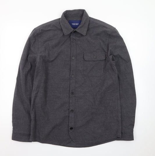Native North Men's Grey Wool Shirt Jacket Size M Casual Flannel Style