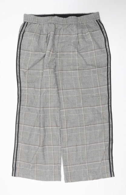 Marks and Spencer Womens Grey Checked Wide-Leg Trousers Size 20