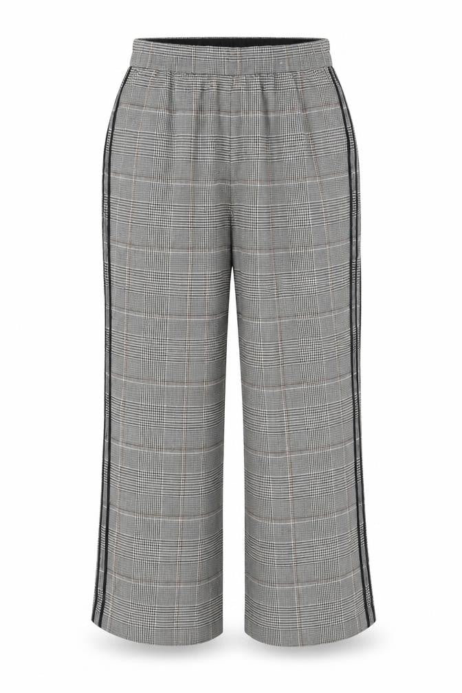 Marks and Spencer Womens Grey Checked Wide-Leg Trousers Size 20