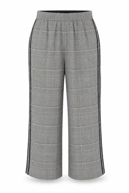 Marks and Spencer Womens Grey Checked Wide-Leg Trousers Size 20