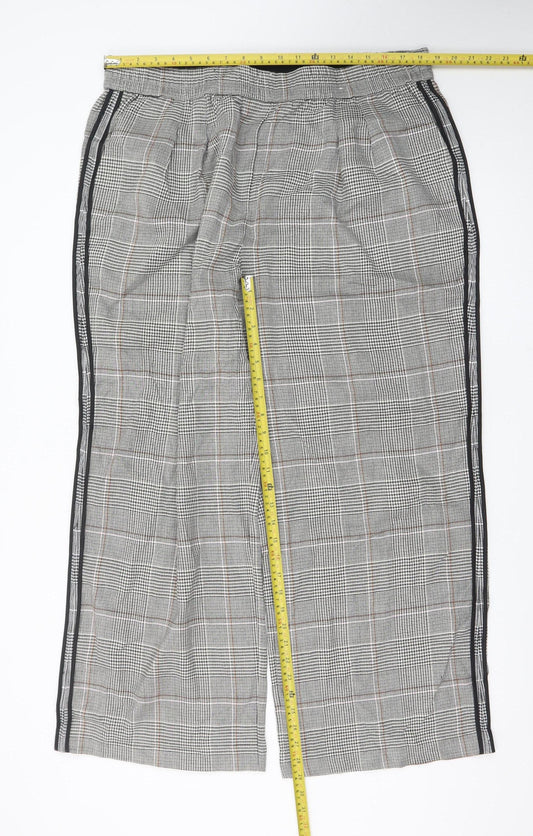 Marks and Spencer Womens Grey Checked Wide-Leg Trousers Size 20