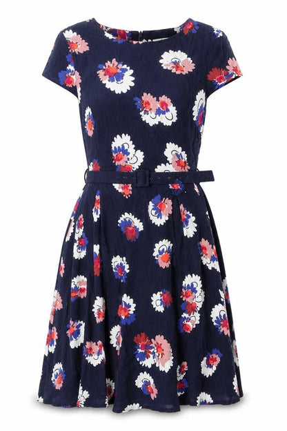 Boden Women Blue Floral Fit & Flare Knee Length Dress Size 12