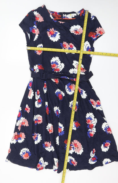 Boden Women Blue Floral Fit & Flare Knee Length Dress Size 12