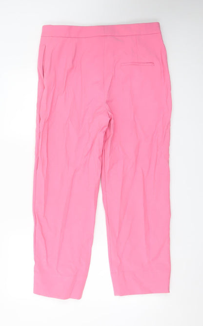 Marks and Spencer Women Pink Cropped Tailored Trousers Size 14