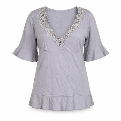 Marks & Spencer Per Una Grey Embroidered V-Neck Tunic Top Women’s Size 12