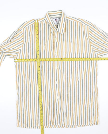 Presidence Men's Multicoloured Striped Cotton Button-Up Shirt M