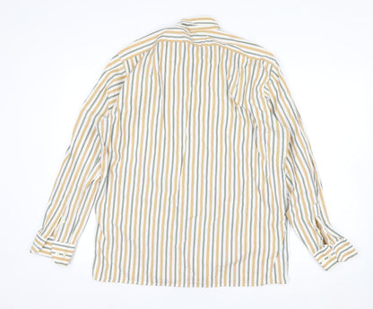 Presidence Men's Multicoloured Striped Cotton Button-Up Shirt M
