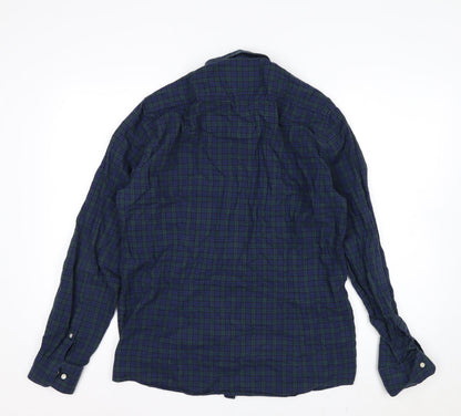 Barbour Men's Blue Check Tailored Fit Cotton Long Sleeve Shirt L