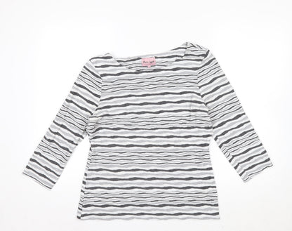 Phase Eight Women’s Grey Striped Jersey Boat Neck Top Size 14