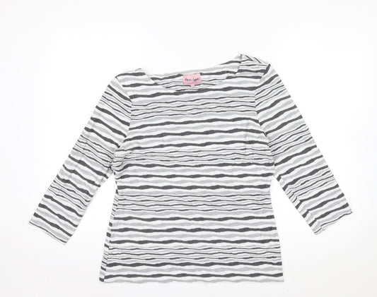 Phase Eight Women’s Grey Striped Jersey Boat Neck Top Size 14