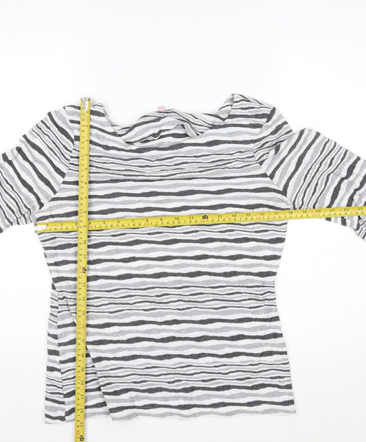 Phase Eight Women’s Grey Striped Jersey Boat Neck Top Size 14