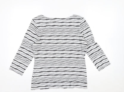 Phase Eight Women’s Grey Striped Jersey Boat Neck Top Size 14