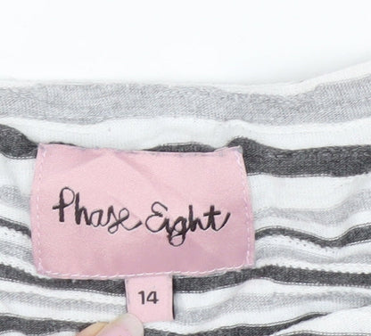 Phase Eight Women’s Grey Striped Jersey Boat Neck Top Size 14