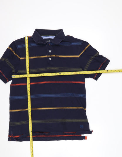 Marks and Spencer Blue Harbour Men's Blue Striped Polo Shirt M Regular Fit