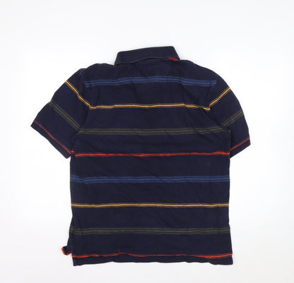 Marks and Spencer Blue Harbour Men's Blue Striped Polo Shirt M Regular Fit