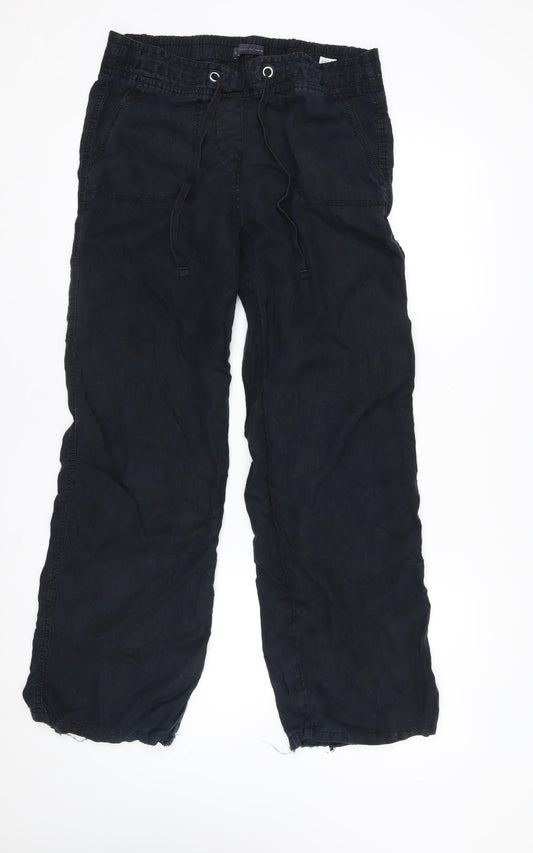 Marks and Spencer Womens Black Linen Cargo Trousers Size 12