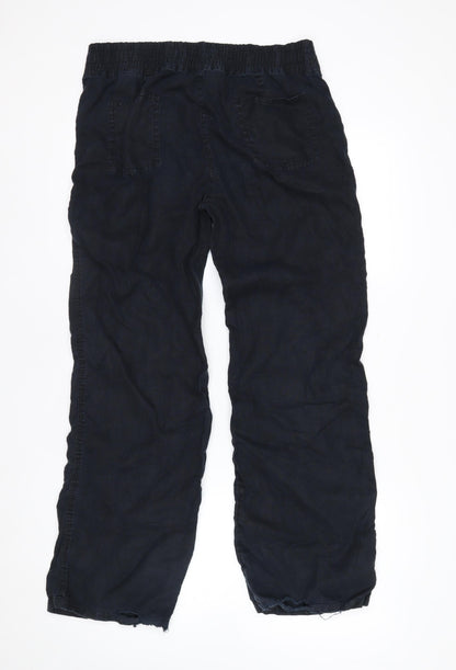 Marks and Spencer Womens Black Linen Cargo Trousers Size 12