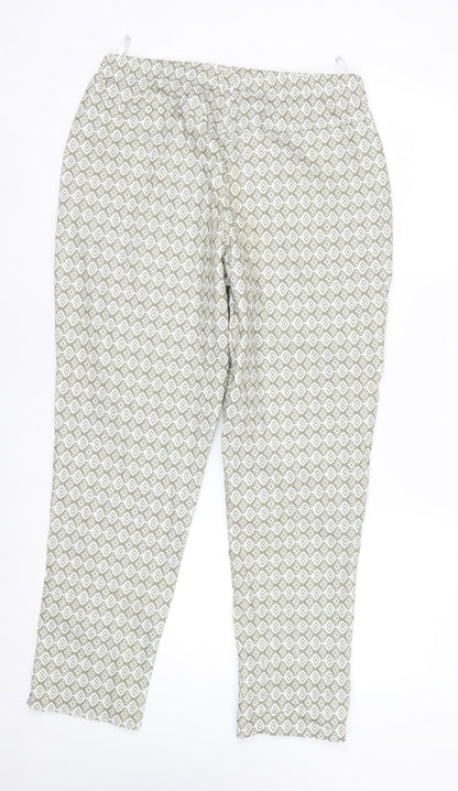 David Nieper Womens Green Geometric Jersey Elastic Waist Trousers UK 14
